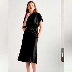 NWT Thakoon Poplin Tie Front Maxi Shirt Dress Black Size 0